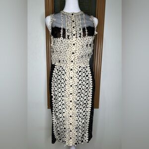 Beguile by Byron Lars for Anthropologie Laser-Cut Sheath Dress Black Cream 2P